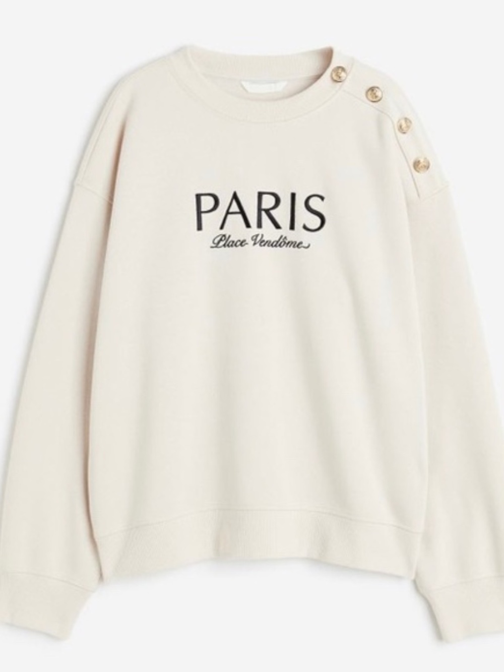 H&M Paris Place Vendome Gold Button Sweatshirt Crewneck
